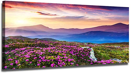 ZENDA Blue Sunset Mountains Landscape Canvas Art - Framed Wall Decor for Living Room & Bedroom - Ready to Hang - Perfect for Home Office & Dorm Room Decor