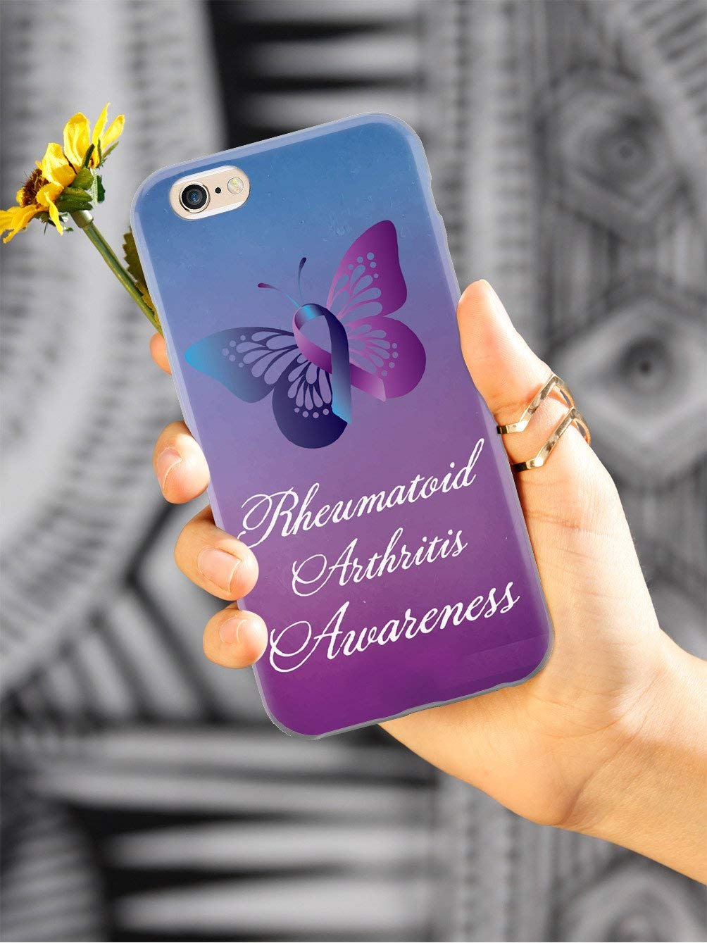 3D Textured Protective Phone Case for iPhone 6 Plus/6s Plus - Rheumatoid Arthritis Awareness - Durable Slim Fit Cover with Anti-Slip Grip - Perfect for Daily Use, Work & Outdoor Activities