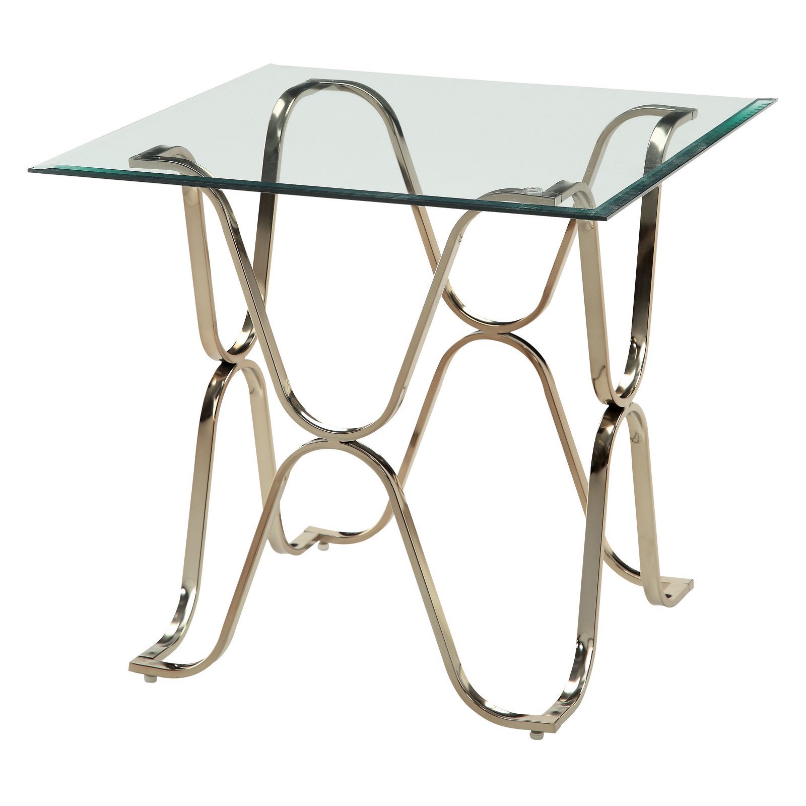 HOMES: Inside + Out Lexine Curved X-Frame 2-Piece Chrome Coffee Table Set - Modern Living Room Furniture for Small Spaces & Apartments