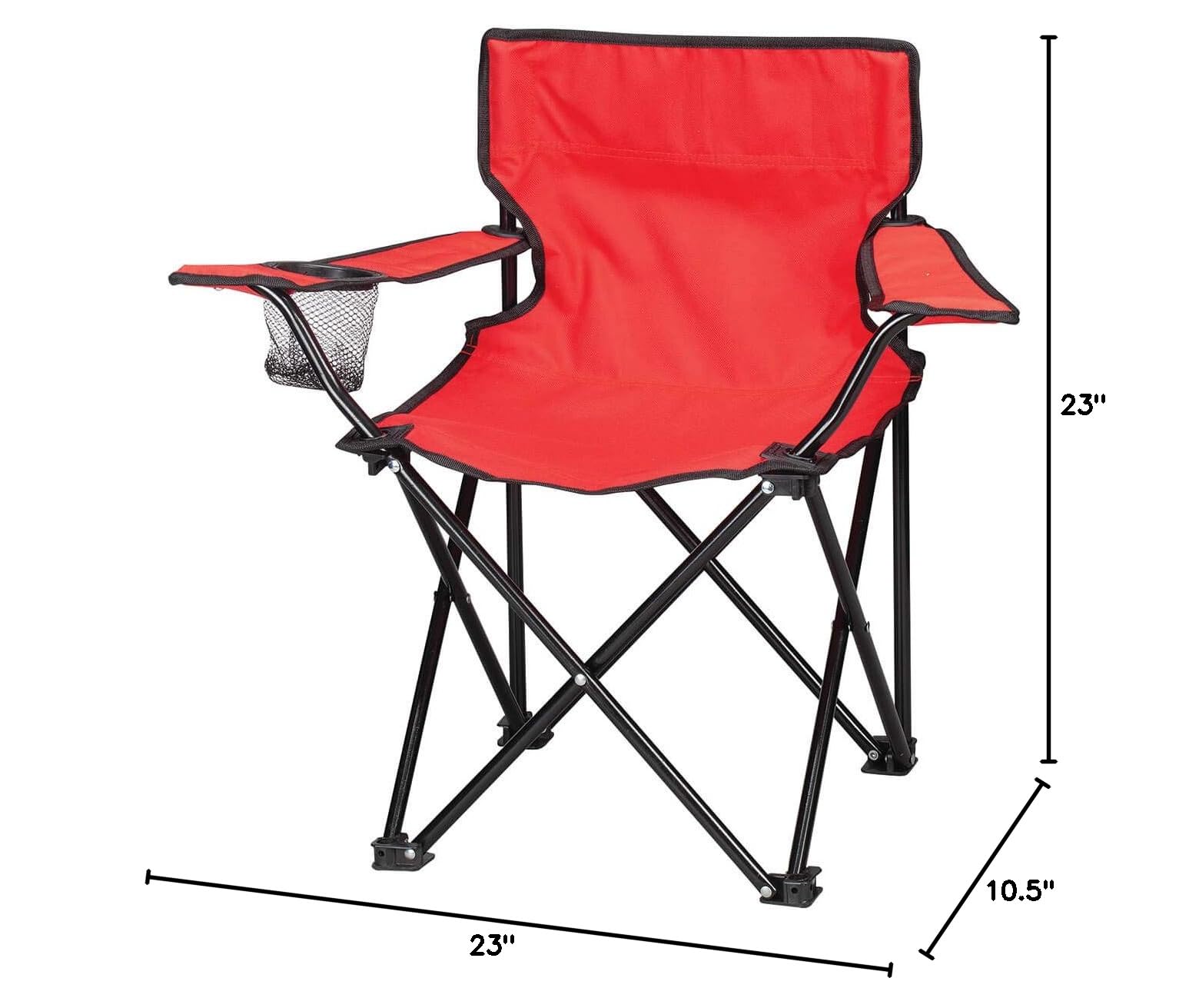 Fox Valley Traders Kids Camping Chair - Portable Folding Chair for Outdoor Adventures, Picnics, Beach & Backyard - Lightweight & Durable (Red)