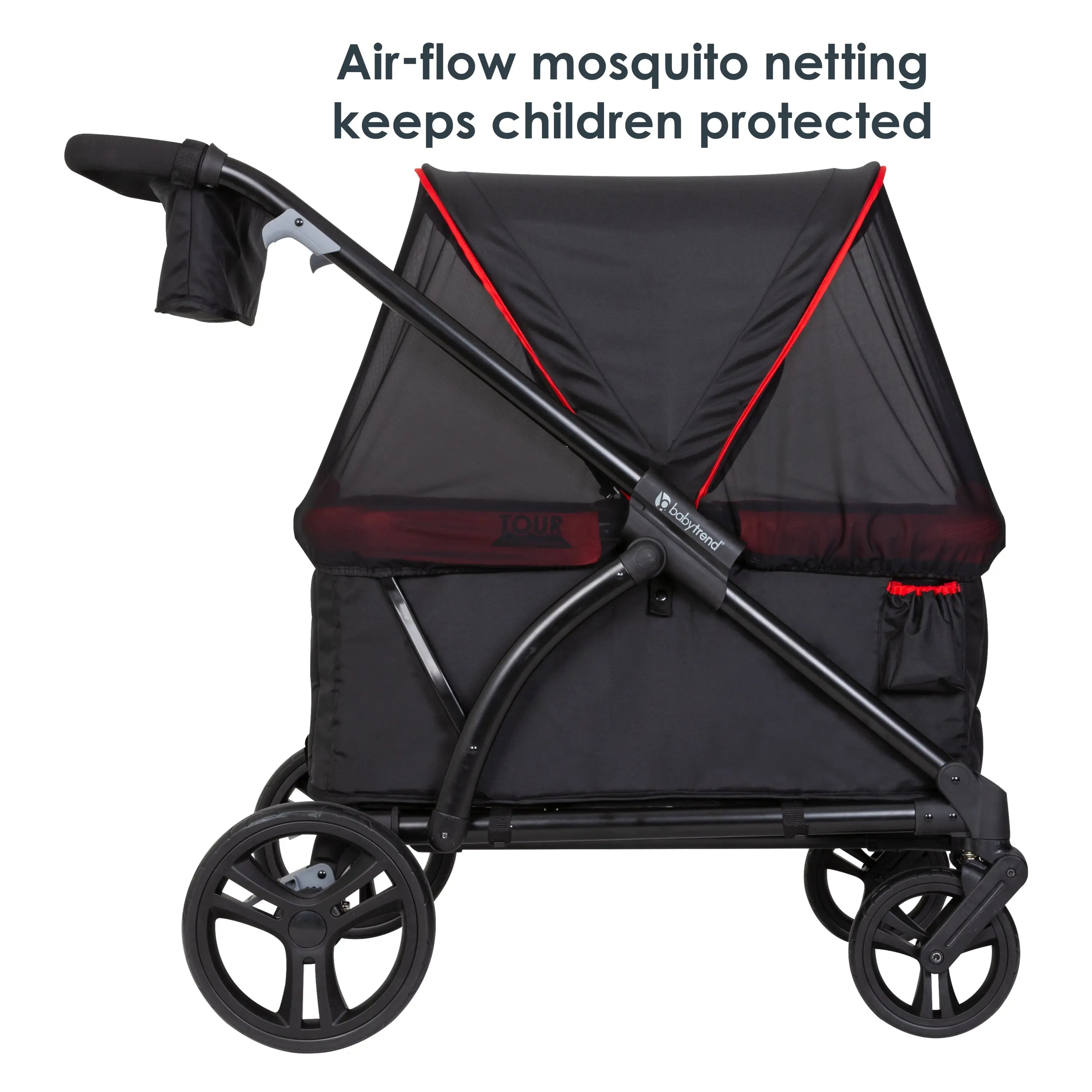 Tour™ 2 in 1 Stroller Wagon for Kids & Toddlers - Mars Red | Convertible Push Wagon with Canopy & Storage | Perfect for Beach, Park & Family Outings