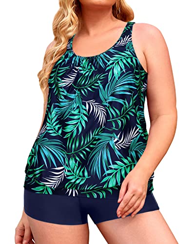 Navy Blue Green Leaf
