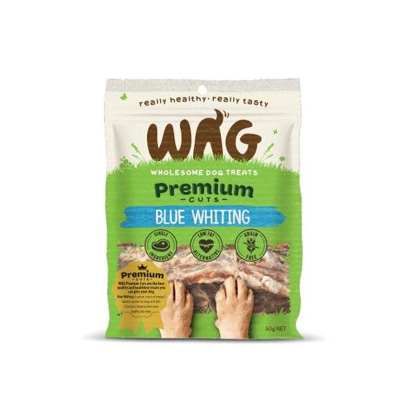 Premium WAG Blue Whiting Dried Dog Treats 50g - All-Natural, High-Protein Snacks for Small & Large Dogs - Perfect for Training Rewards and Dental Health Care