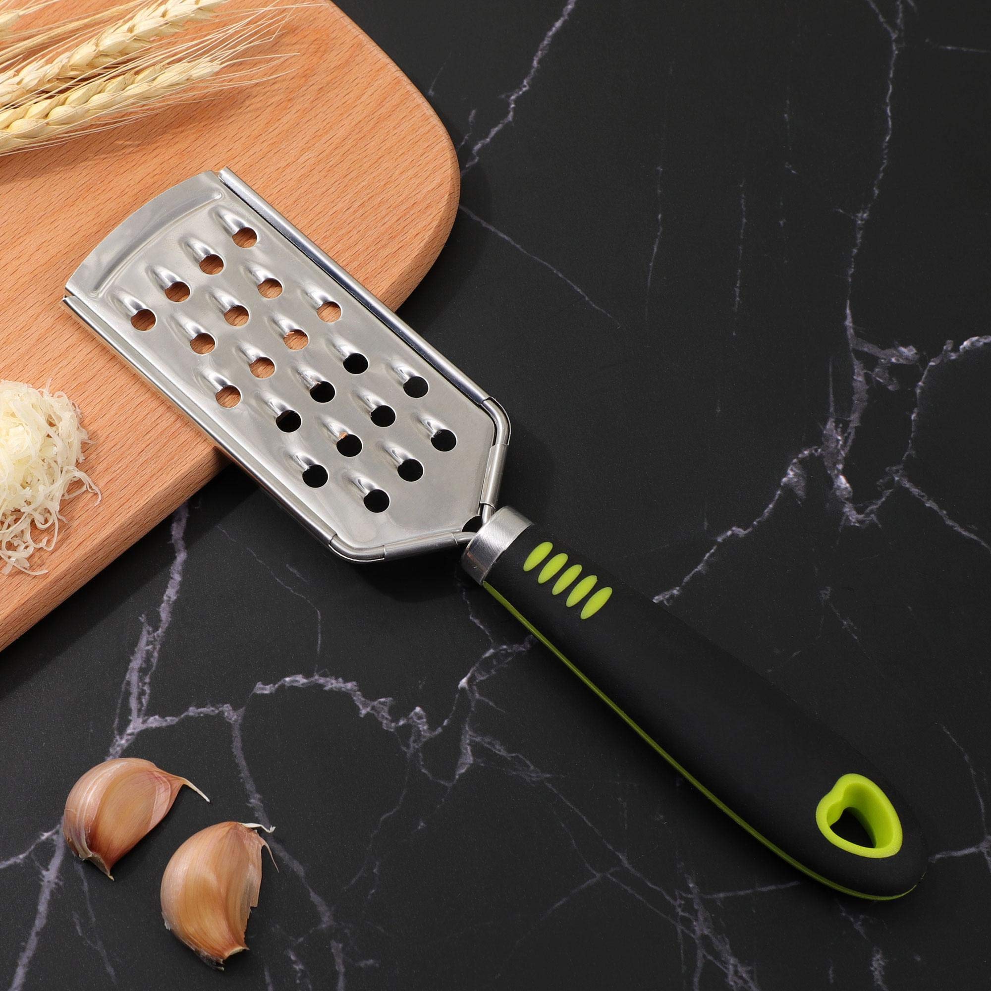 Premium Stainless Steel Cheese Grater with Ergonomic Handle - Handheld Kitchen Tool for Parmesan, Vegetables & Potatoes - Perfect for Cooking, Baking & Meal Prep