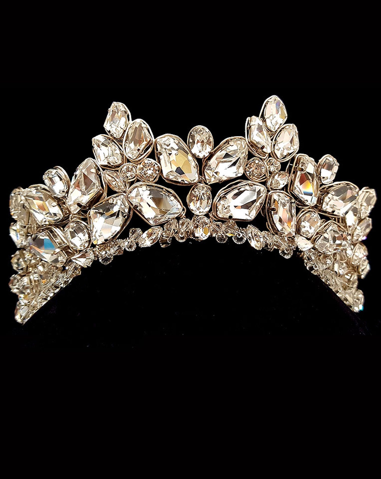 Dramatic Crystal Bridal Crown Headpiece - Makara by Kezani | Perfect for Weddings, Prom, and Special Occasions