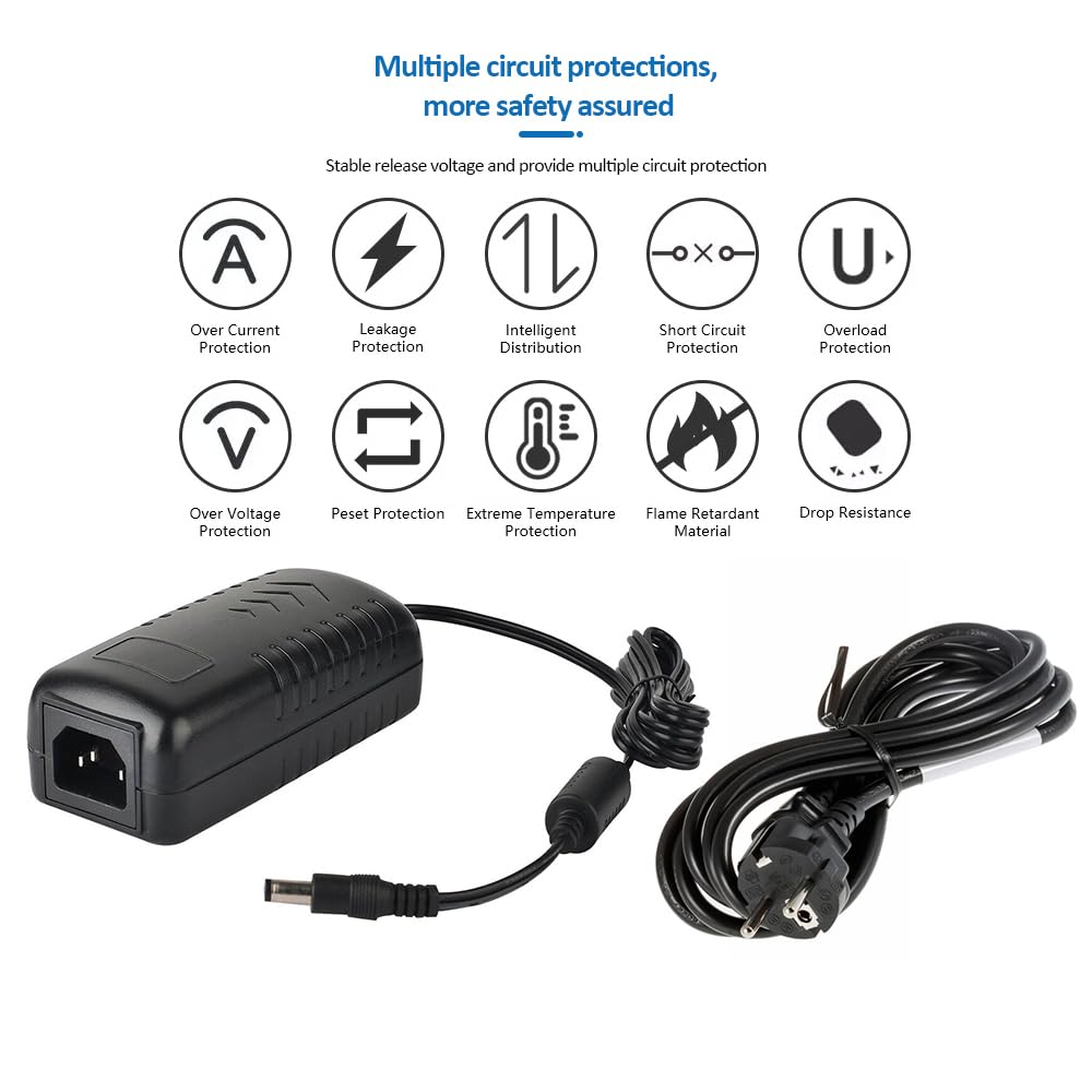 EVERSECU 8CH 12V 5A Power Adapter for Security Cameras - 100V-240V AC to DC Transformer with 8-Way Splitter Cable - Compatible with CCTV, DVR, IP Cameras & LED Strips - Ideal for Home Security & Outdoor Surveillance Systems