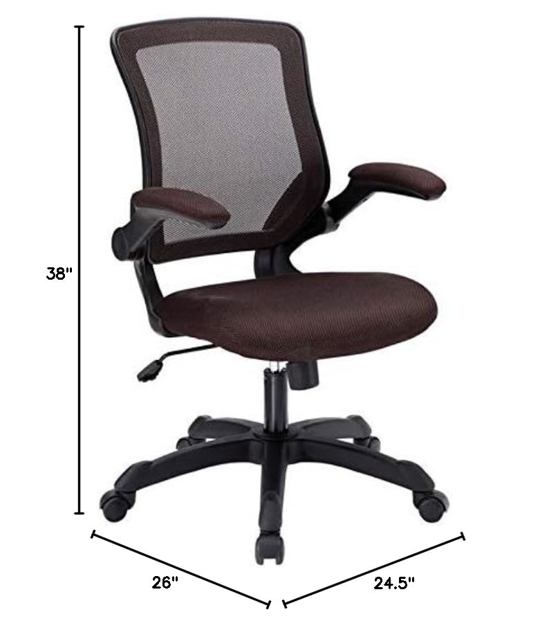 UrbanPro Modern Fabric Mesh Office Chair - Ergonomic Brown Desk Chair for Home & Office Workspace - Comfortable Adjustable Task Chair for Long Hours Sitting