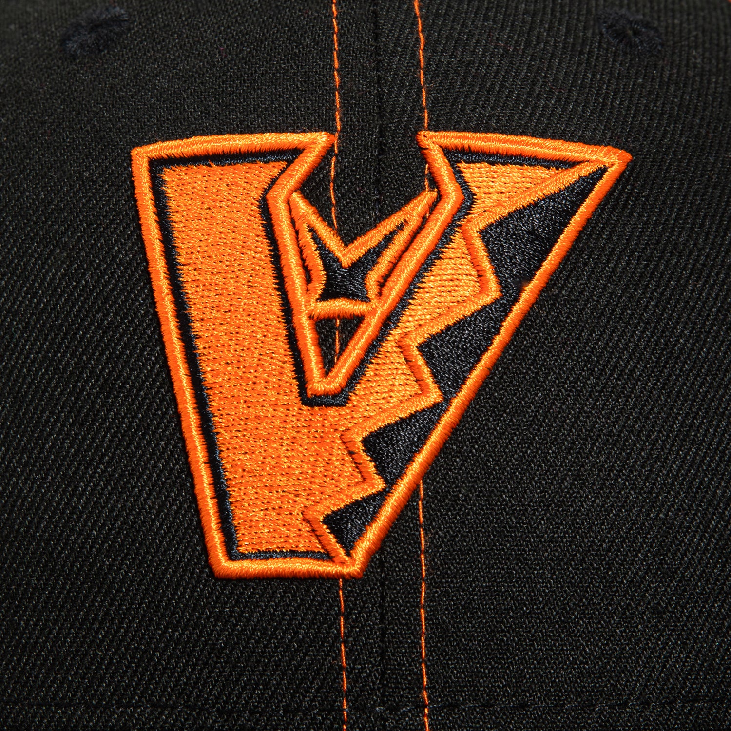New Era 59Fifty Arizona Diamondbacks Contrast Stitch Snapback Hat with Inaugural Patch - Black & Light Orange | Official MLB Baseball Cap for Fans & Streetwear Fashion