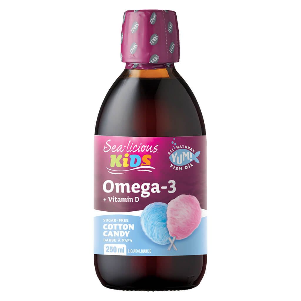 Best Kids Omega 3 + Vitamin D3 Gummies - Cotton Candy Flavor (250 mL) - Supports Brain Development & Immune Health - Perfect for Picky Eaters & Daily Nutrition Boost