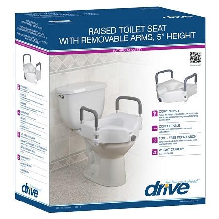 2 in 1 Locking Raised Toilet Seat with Tool-Free Removable Arms - Elderly & Disabled Safety Bathroom Aid for Home & Hospital Use