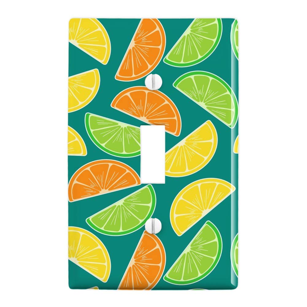 Vibrant Citrus Lemon Lime Orange Slices Pattern Plastic Wall Plate Cover - Decorative Light Switch Cover for Kitchen, Bathroom & Nursery Decor