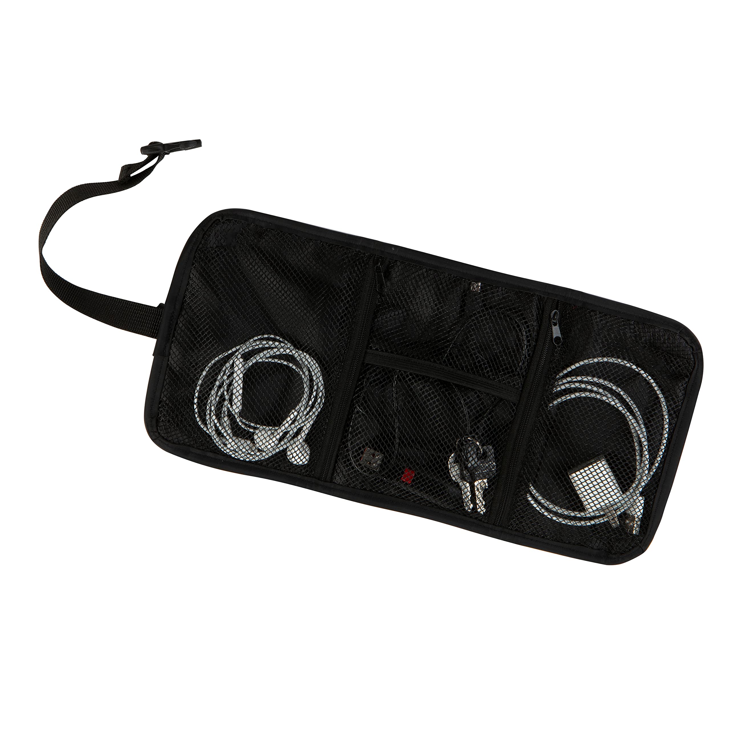 GForce Tech Cable Organizer Bag - Portable Travel Accessory Case for Electronics Chargers & Cords with Mesh Pockets (Black) | Perfect for Business Trips, Commuting & Home Office Organization