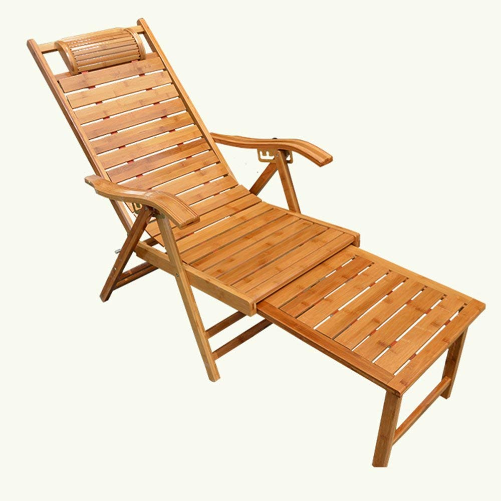 Portable Folding Bamboo Chair - Lightweight Telescopic Lounge Chair for Indoor & Outdoor Use - Perfect for Beach, Patio, Camping, and Elderly Relaxation