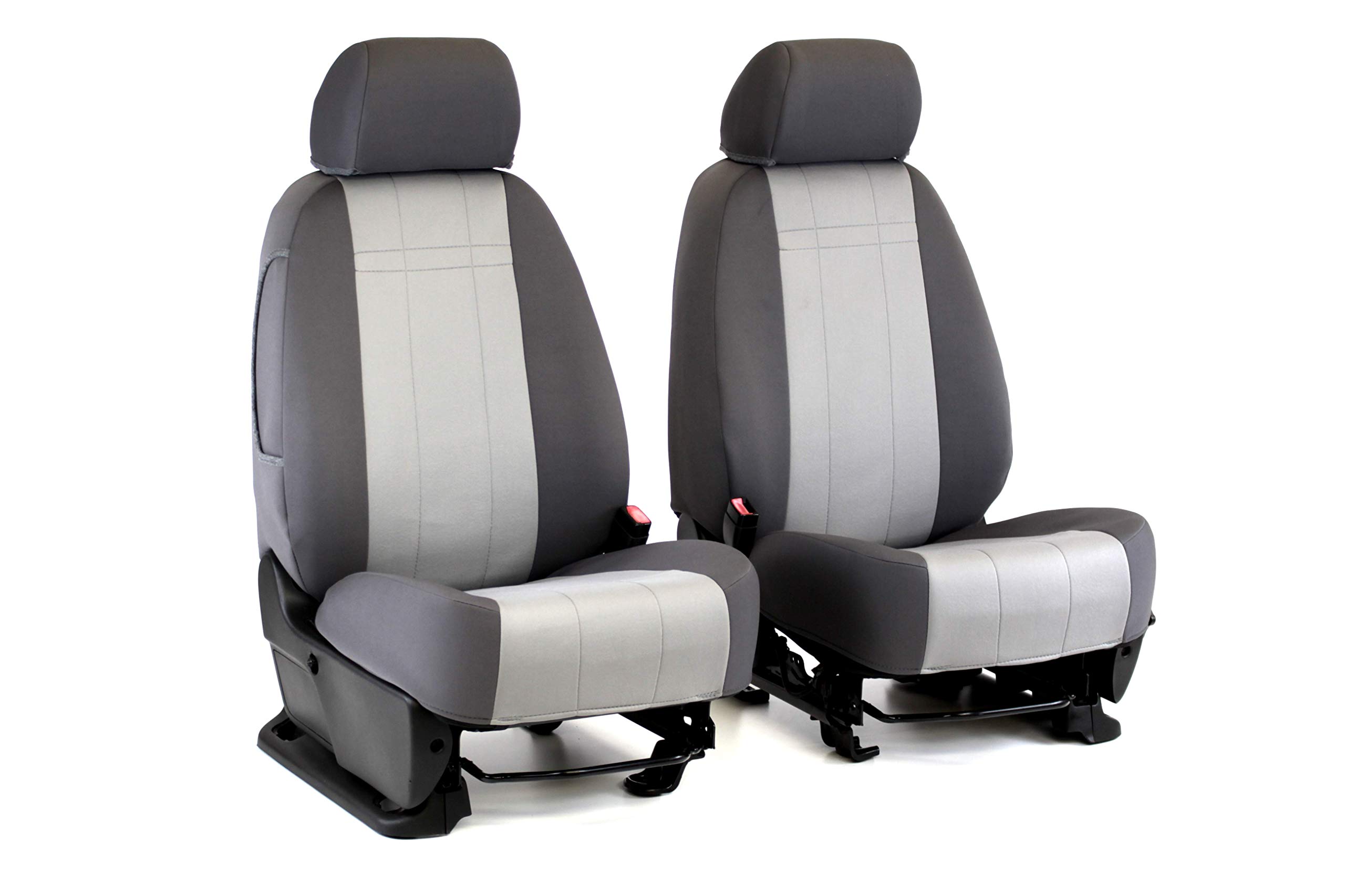 ShearComfort Custom Neoprene Seat Covers for GMC Yukon (2003-2006) - Charcoal & Silver Bucket Seats with Inner Arms, Adjustable Headrests & Seatbelt | Durable, Water-Resistant Car Seat Protectors for Off-Roading, Camping & Daily Commute