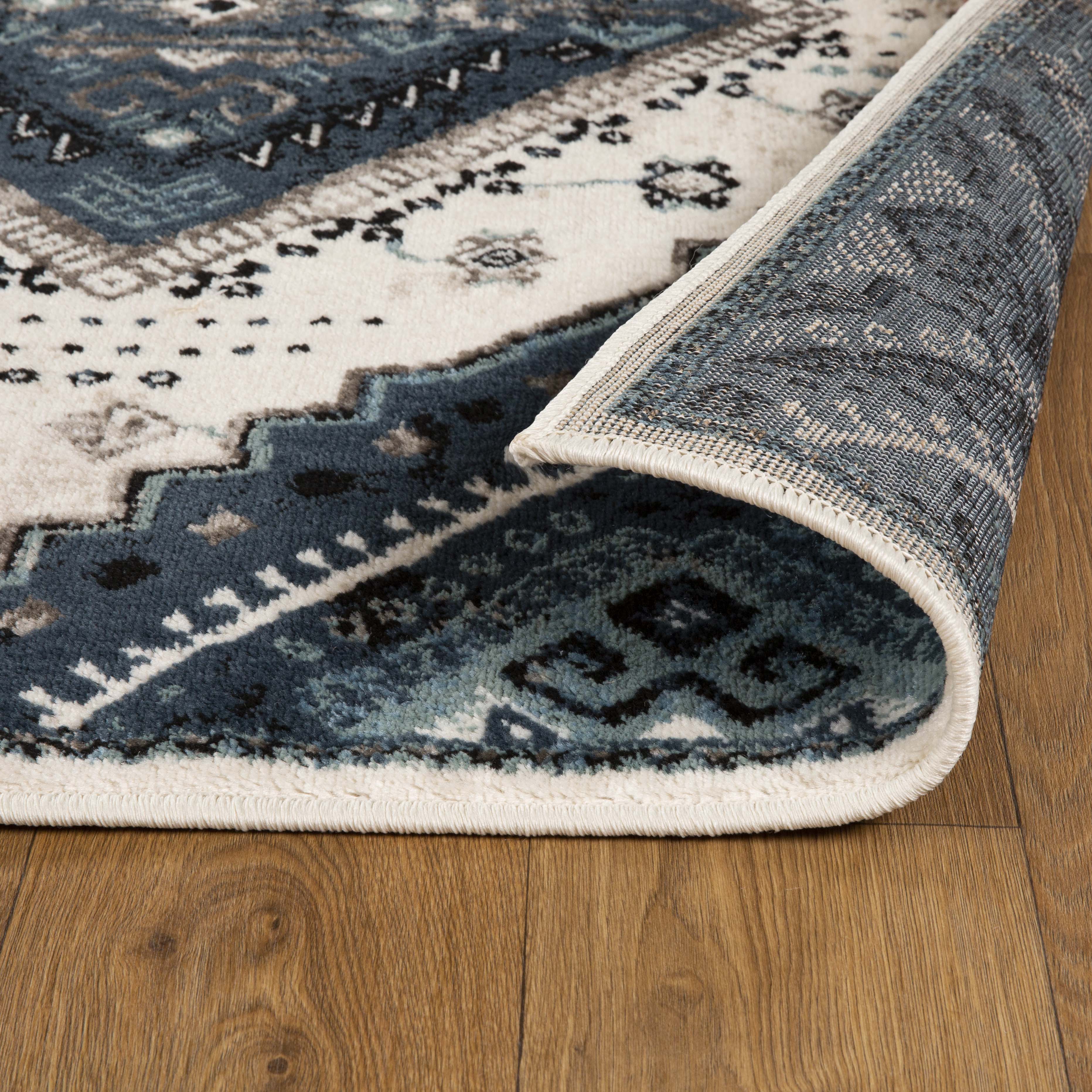 Stylish Poway Geometric Medallion Indoor Area Rug - Non-Slip Living Room Carpet for Home Decor, Bedroom & Office