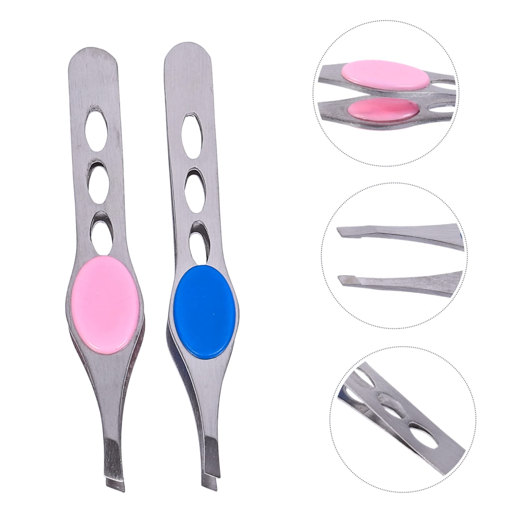 Professional Stainless Steel Eyebrow Tweezers Set - 4pc Slant & Pointed Tweezers, Eyelash & Facial Hair Removal Tools - Perfect for Makeup Artists, Salon Professionals & Home Grooming Kits
