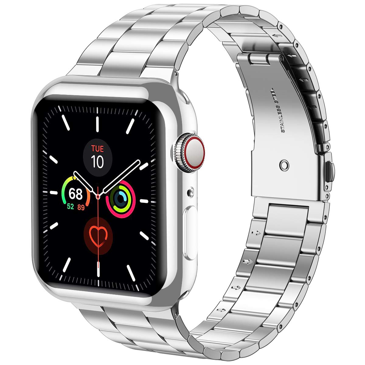 Premium Stainless Steel Apple Watch Band Compatible with Apple Watch Ultra 49mm/46mm & Series 10/9/8/7/6/SE/5/4/3/2/1 - Durable Metal iWatch Strap with Protective Case & Screen Protector for Men & Women | Perfect for Business, Workout & Everyday Wear