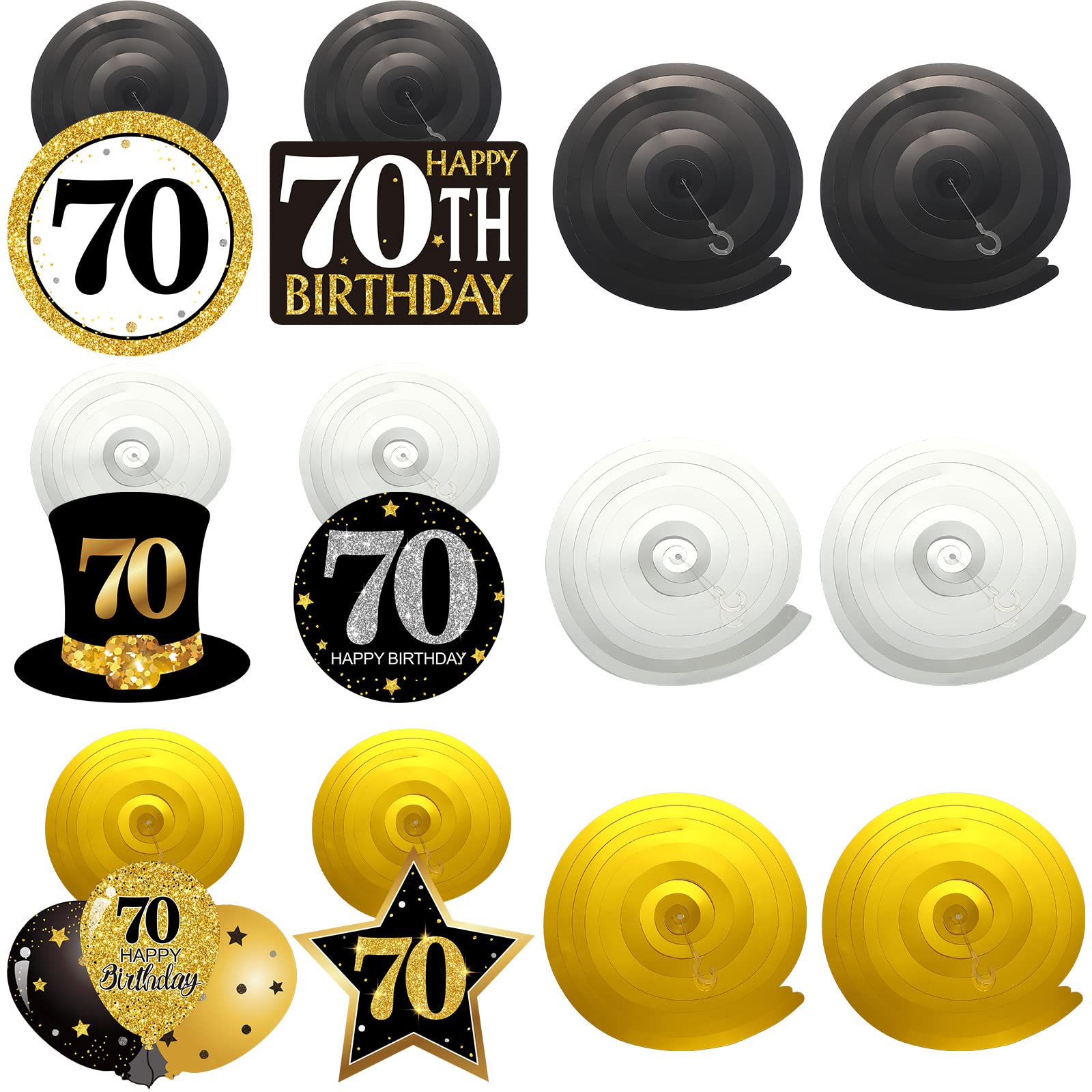 Zonon 70th Birthday Party Decorations Set - 35 Pcs Black Gold Cheers to 70 Years Banner, Tablecloth, Balloons & Centerpieces for Men & Women | Perfect for Milestone Celebrations, Retirement Parties & Anniversary Decor