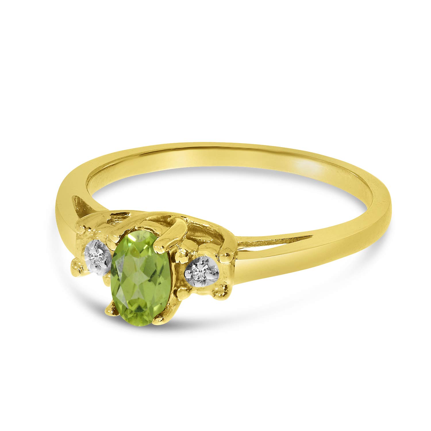 Jewels By Lux 10k Yellow Gold Genuine Birthstone Solitaire Oval Gemstone & Diamond Engagement Ring for Women | Perfect Wedding, Anniversary & Proposal Gift