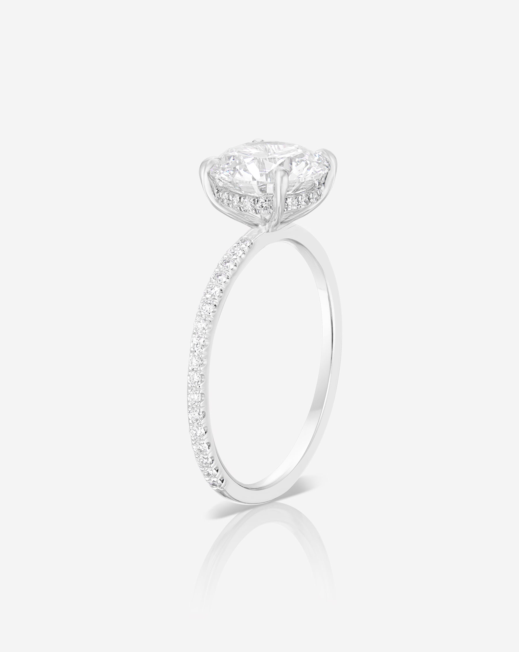 2.01 Carat Lab Grown Diamond Round Brilliant Cut Whisper Thin® Pavé Hidden Halo Engagement Ring - Perfect for Proposals, Anniversaries & Special Occasions
