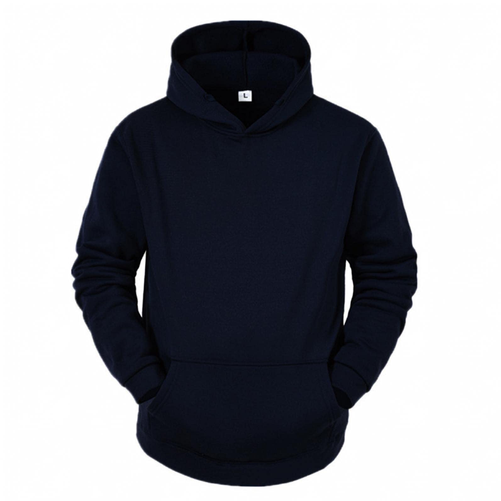 Men's Long Sleeve Hoodie - Black Pullover Sweater with Pocket | Winter Fashion Hooded Jacket for Casual Wear & Outdoor Activities