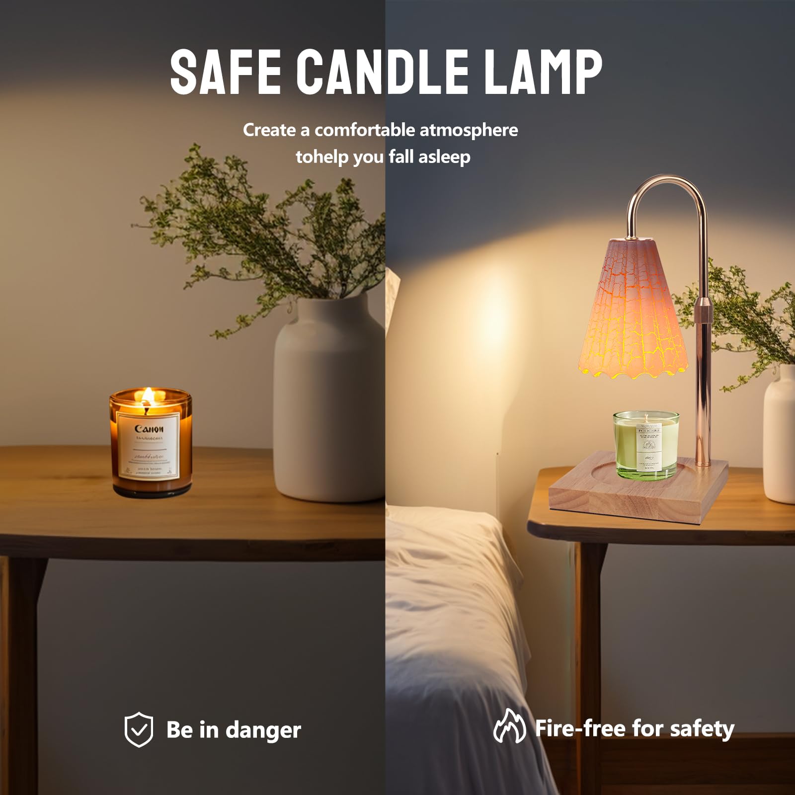 Electric Candle Warmer Lamp with Dimmer & Timer - Plug-in Wax Melter for Jar & Scented Candles, 2 Color-Changing Bulbs - Perfect for Home, Office, Bedroom & Relaxation