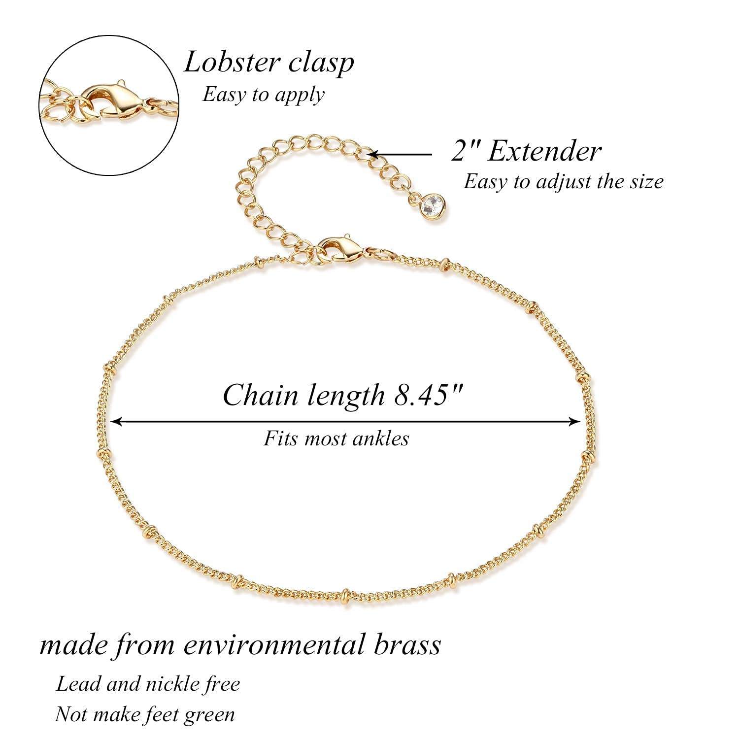 Valloey Rover Women's Gold Ankle Bracelets - Dainty Boho Layered Adjustable Chain Anklet Foot Jewelry for Beach, Summer & Casual Wear | Perfect Gift for Her