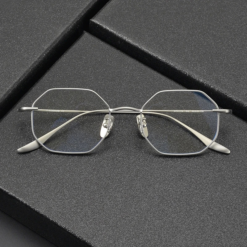 Stylish Unisex Black Titanium Polygon Flat Top Full Rim Eyeglasses 4174 - Perfect for Work, Reading & Fashion Accessories