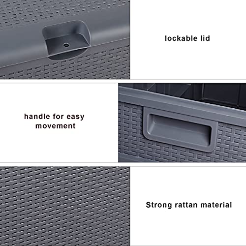 120 Gallon 460L Outdoor Garden Plastic Storage Deck Box - Waterproof Lockable Seat for Tools, Cushions & Toys - Perfect for Patio, Backyard & Poolside Organization