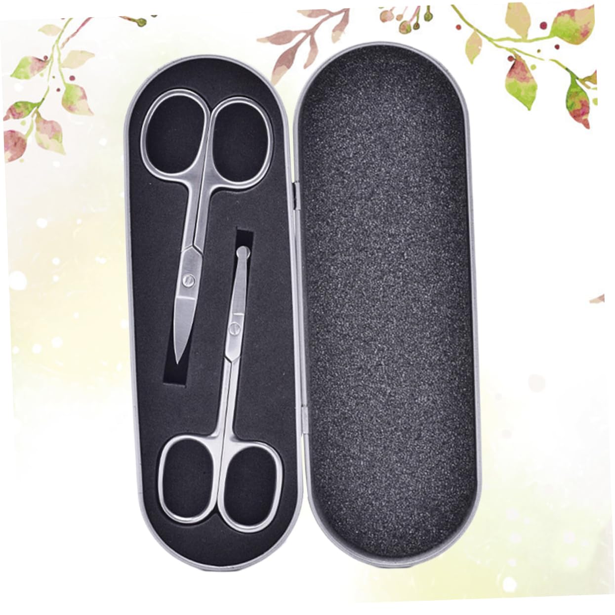 2 Pack Round Tip Makeup Scissors - Painless Nose & Ear Hair Trimmer, Brow Grooming & Hairdressing Shears - Black Craft Scissors for Precise Grooming & Styling at Home or Salon