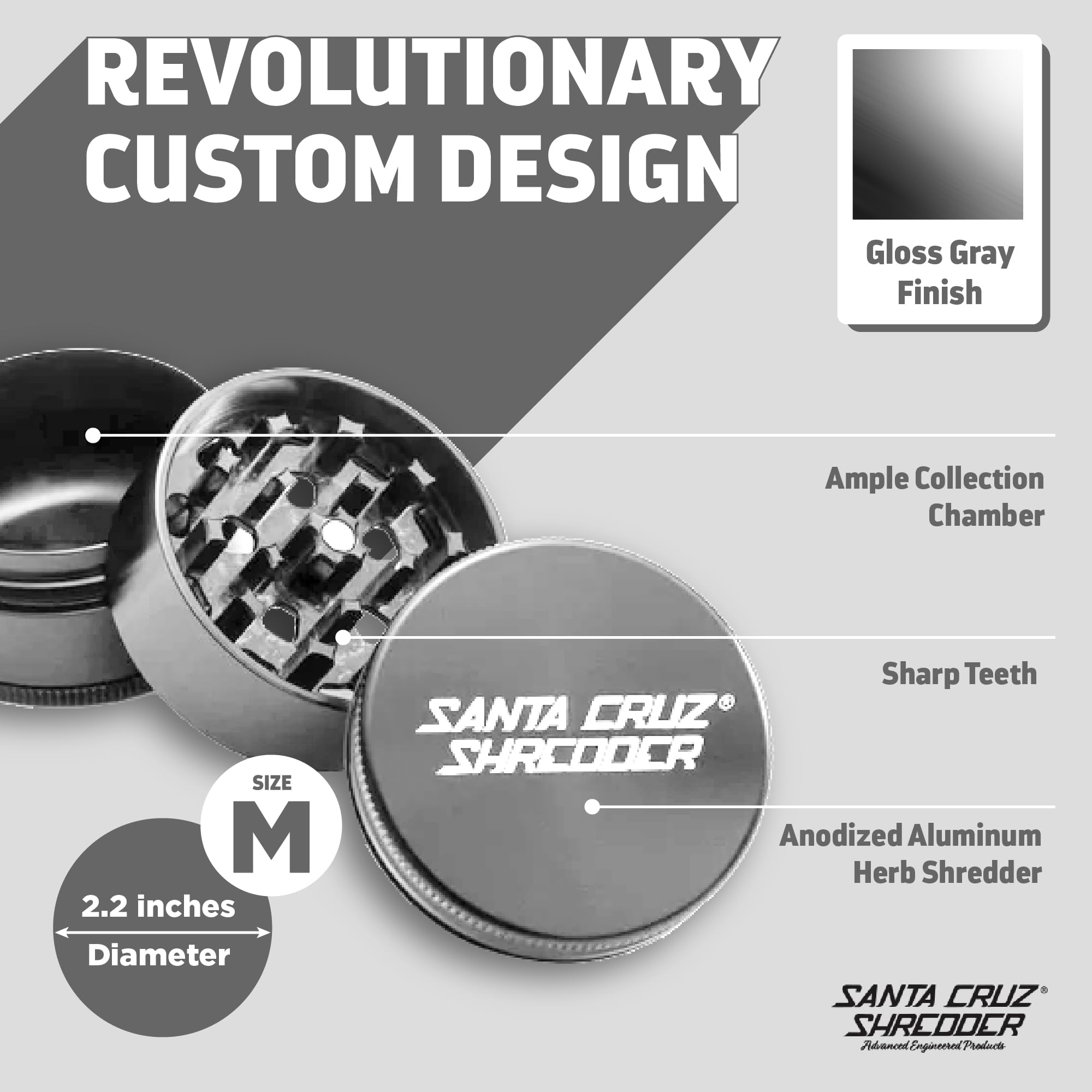 Premium Santa Cruz Shredder 3-Piece Medium Spice Grinder (2 1/8