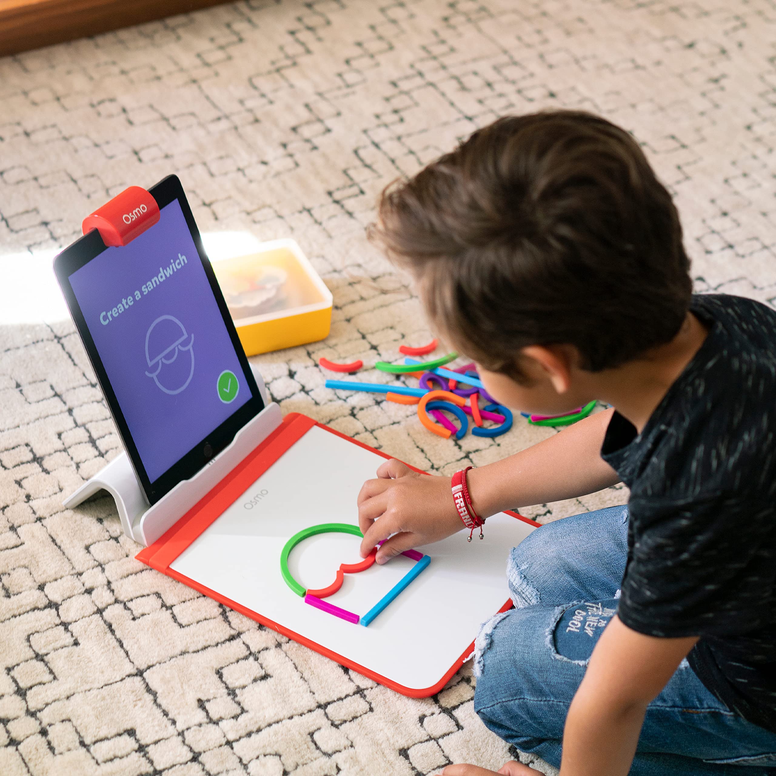 Osmo Little Genius Starter Kit for Fire Tablet - 6 Educational STEM Games for Kids Ages 3-5 (Counting, Shapes, Phonics) - Includes Tablet Base - Perfect for Early Math Learning & Valentine's Day Gifts - Great for Homeschooling & Interactive Playtime