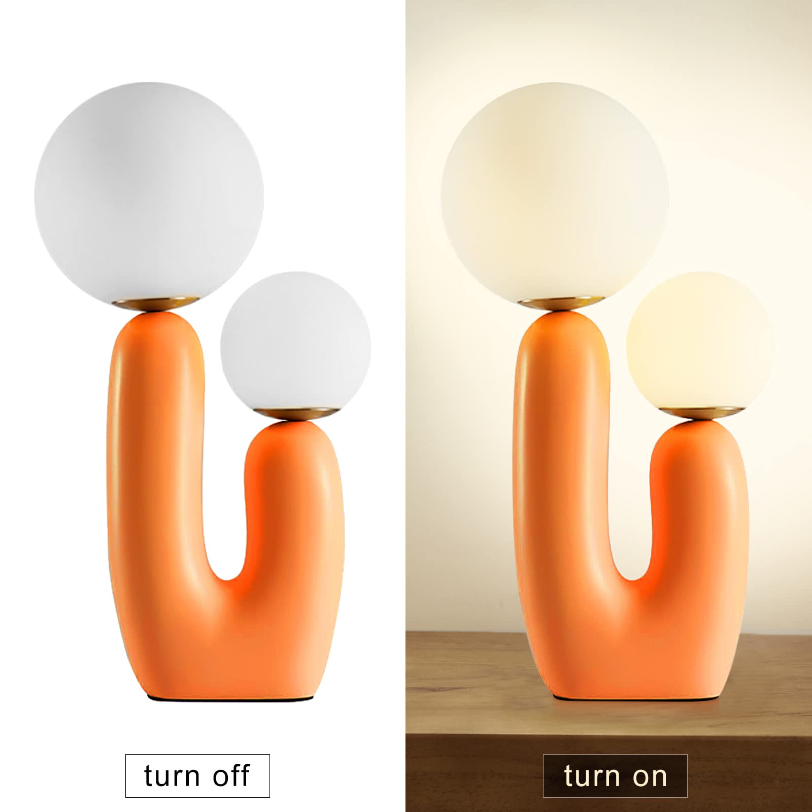Arturesthome Modern Bedside Nightstand Table Lamp with Light Bulbs - Orange Accent Lighting for Living Room, Bedroom & Office Desk - Perfect for Reading, Relaxing & Decor