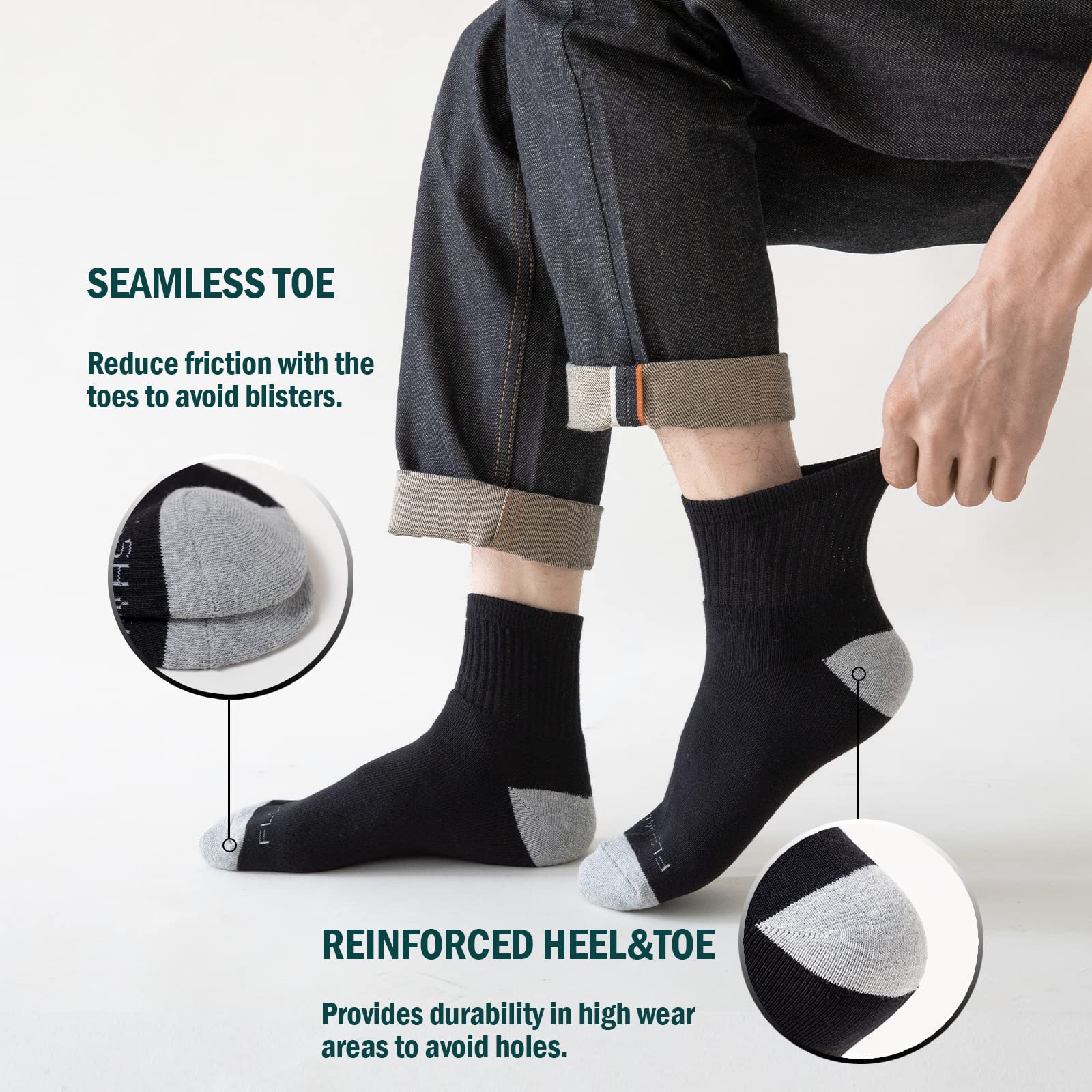 **Men's Athletic Ankle Socks 8-Pairs - Breathable Cotton Cushioned Quarter Socks for Running, Gym & Sports - Moisture Wicking, Comfort Fit (Sizes 7-9, 9-12, 12-15) - Ideal for Workouts & Daily Wear**