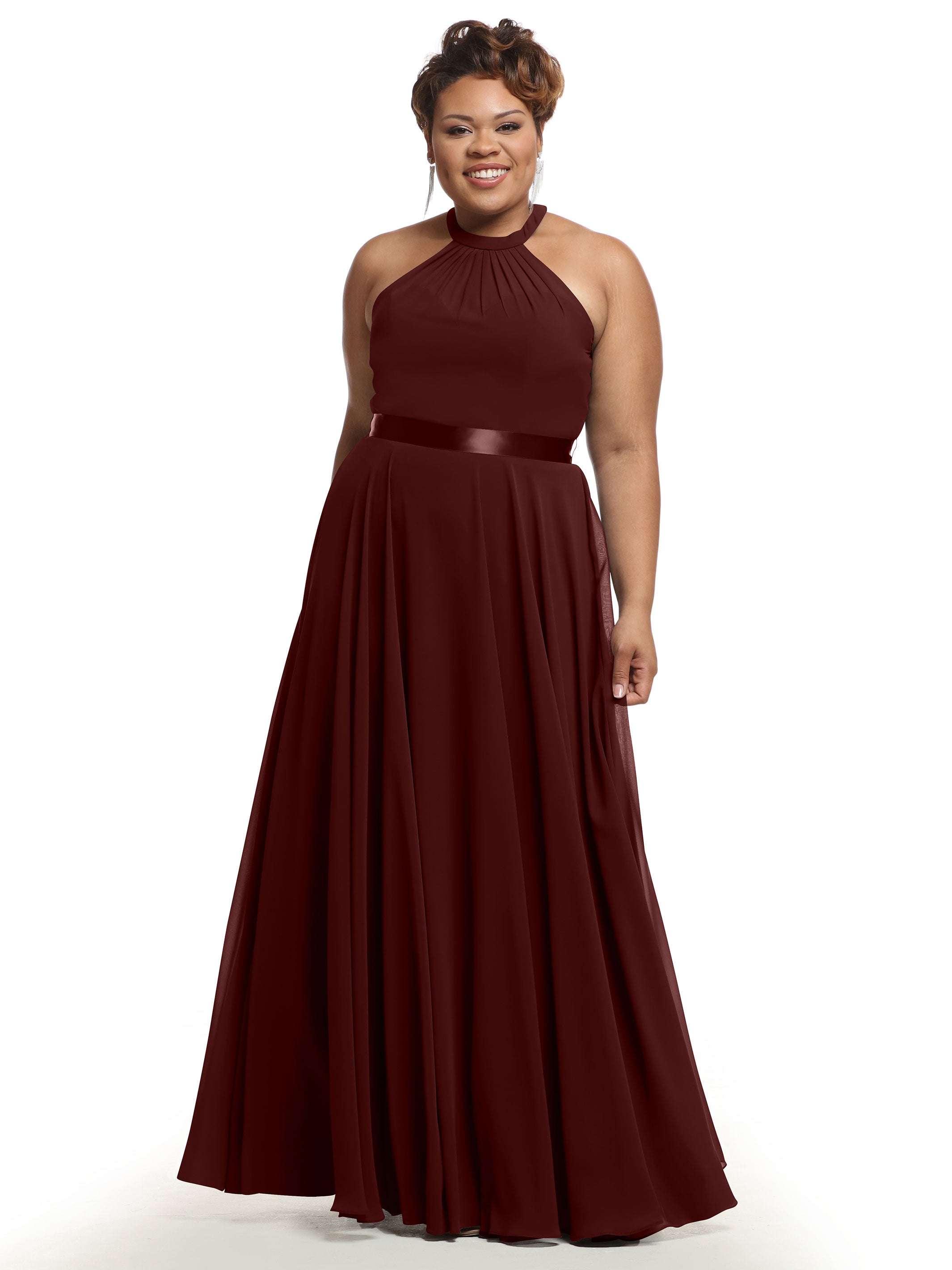 Elegant A-Line Chiffon Bridesmaid Dress with Halter Neckline - Perfect for Weddings, Formal Events & Special Occasions