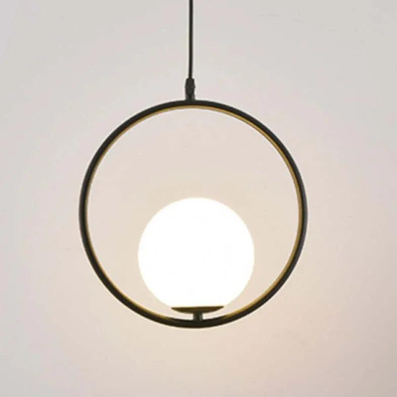 Modern White Glass Ball Single Head Pendant Light - Elegant Ceiling Lighting Fixture for Bedroom, Living Room & Dining Room Decor
