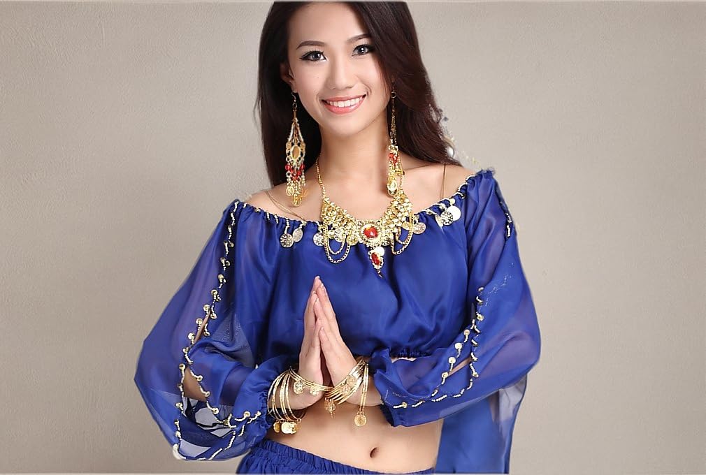 Elegant Long Sleeve Chiffon Belly Dance Top for Women - Perfect for Performances, Practice & Costume Parties