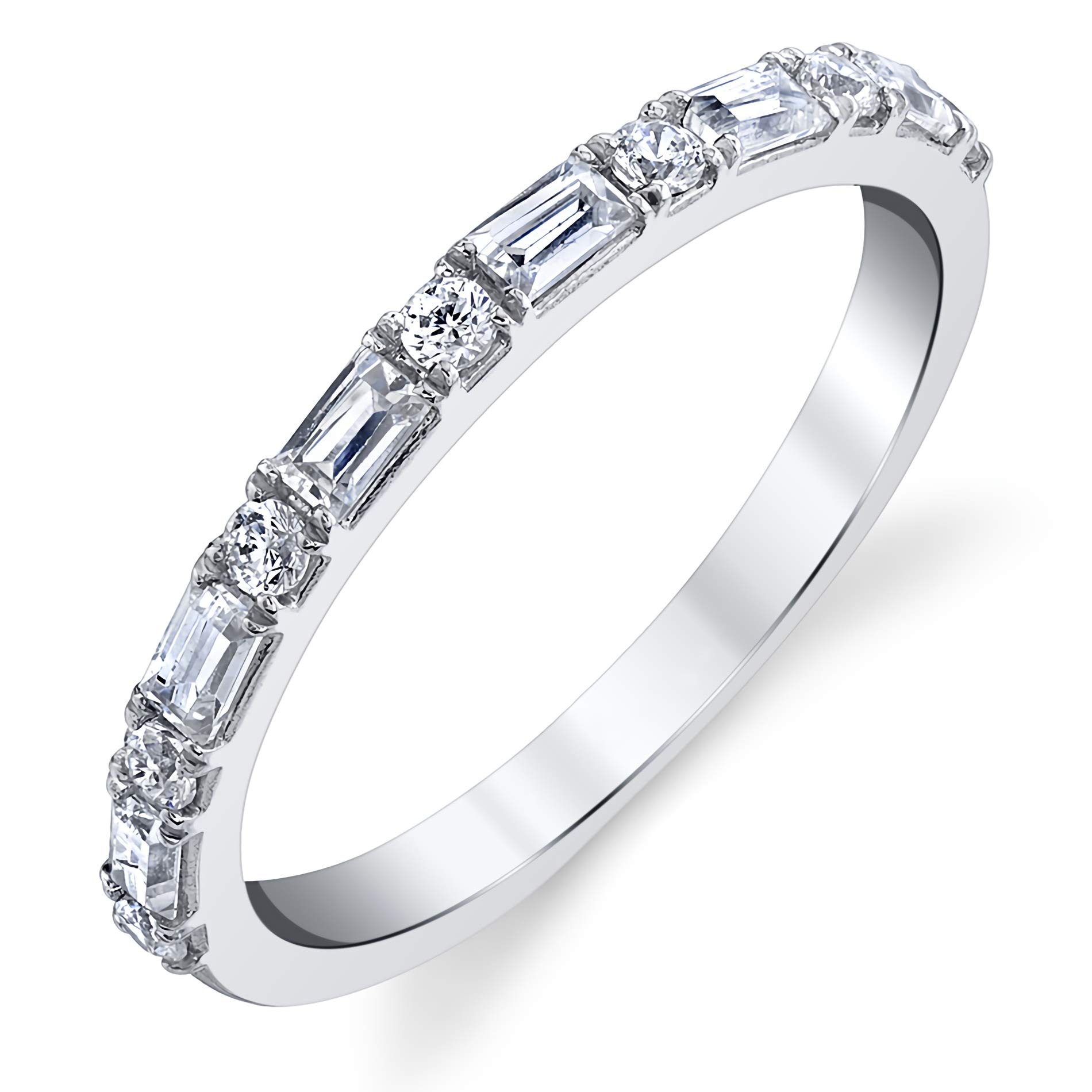 0.47 Carat Moissanite Wedding Band for Women - 10K/14K/18K Gold or Platinum Plated Silver Engagement Ring - Perfect for Bridal, Anniversary & Special Occasion Jewelry Gifts