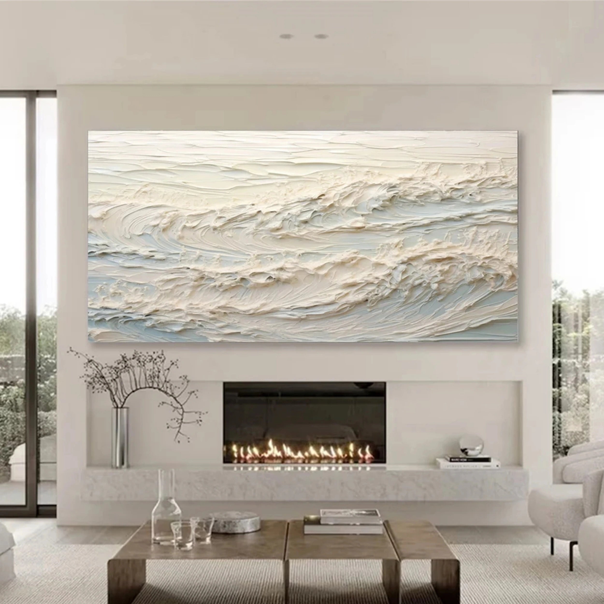 Ocean and Sky Painting #OS 072 - Handmade Canvas Wall Art for Home Decor, Office & Living Room - Coastal Landscape Artwork for Beach House & Modern Interior Design