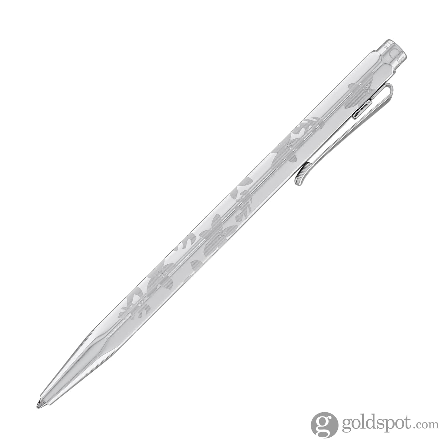 Caran d'Ache Ecridor Palladium Ballpoint Pen with Floral Design - Premium Writing Instrument for Business, Gifts & Luxury Collectors
