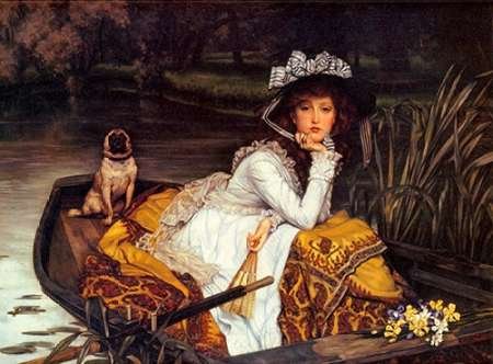 James Tissot Young Lady in Boat Art Print - 18x24 Inches Vintage Wall Decor for Living Room, Bedroom & Office - Perfect for Home & Office Decoration