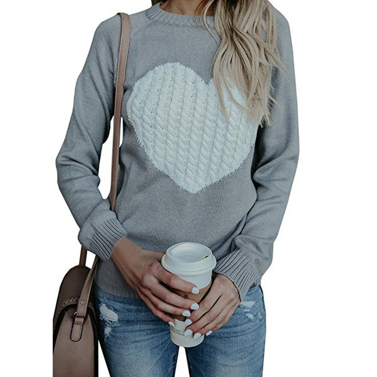 Women's Love Printed Pullover Sweater - Solid Color Knit Sweatshirt for Spring & Fall | Valentine's Day Gift | Casual Wear & Date Night Outfits