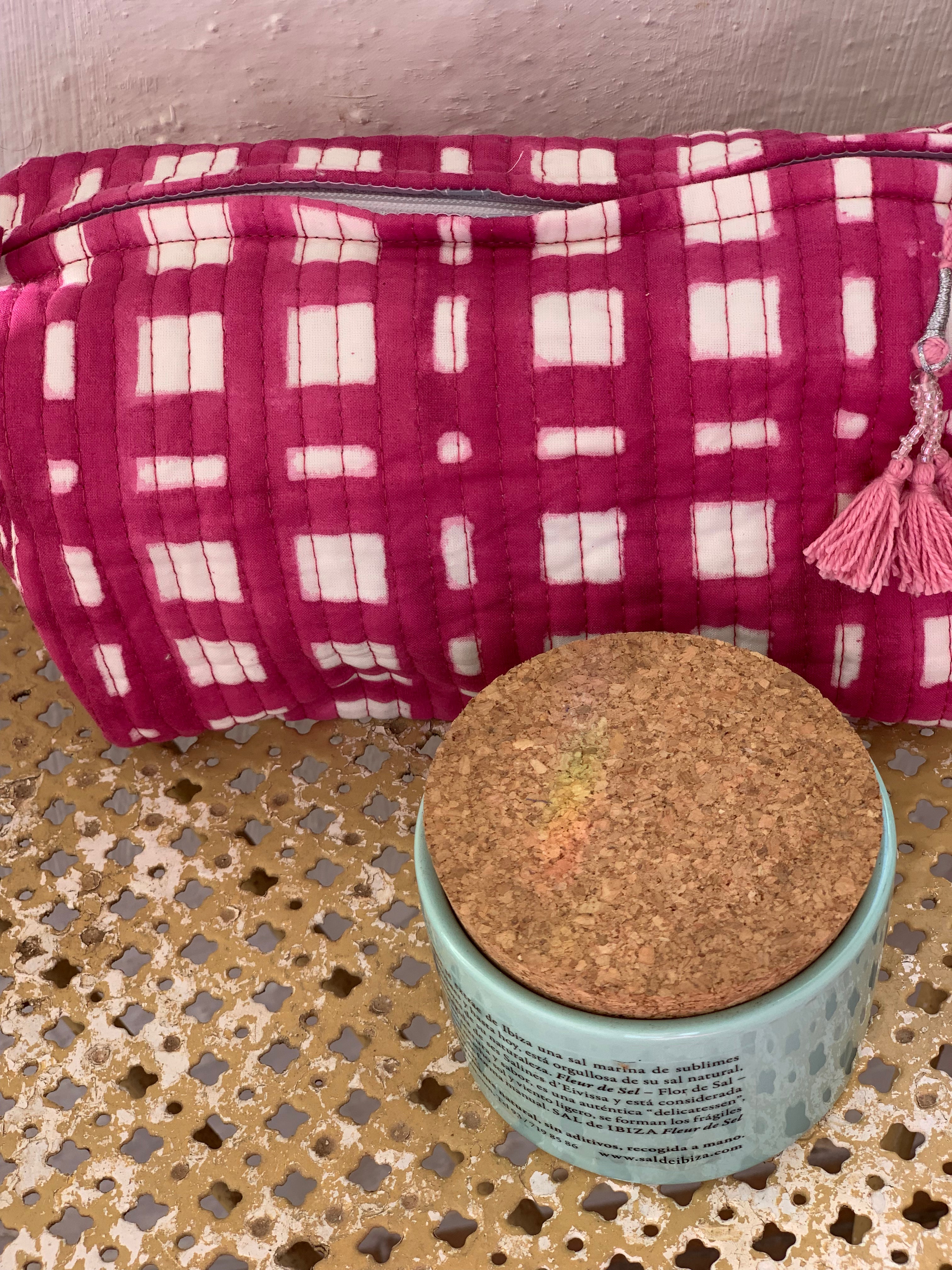Handmade Block Printed Cotton Cosmetic Bags - Eco-Friendly Travel Organizer (3 Sizes) - Perfect for Makeup Storage, Gym Essentials & Toiletry Travel Cases