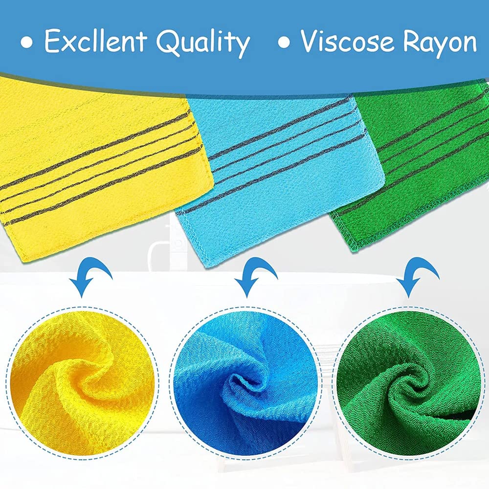 WBC WORLDBEAUTYCARE 4-Pack Korean Exfoliating Bath Washcloths - Premium Korean Style Exfoliating Mitts & Scrubbing Towels for Smooth Skin | Ideal for Body Scrub, Dead Skin Removal & Spa Day at Home