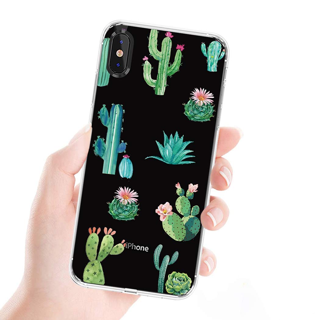 iPhone Xs/X Clear Soft TPU Shockproof Protective Phone Case for Women & Girls - Cactus Design - Perfect for Everyday Use, Travel & Outdoor Activities
