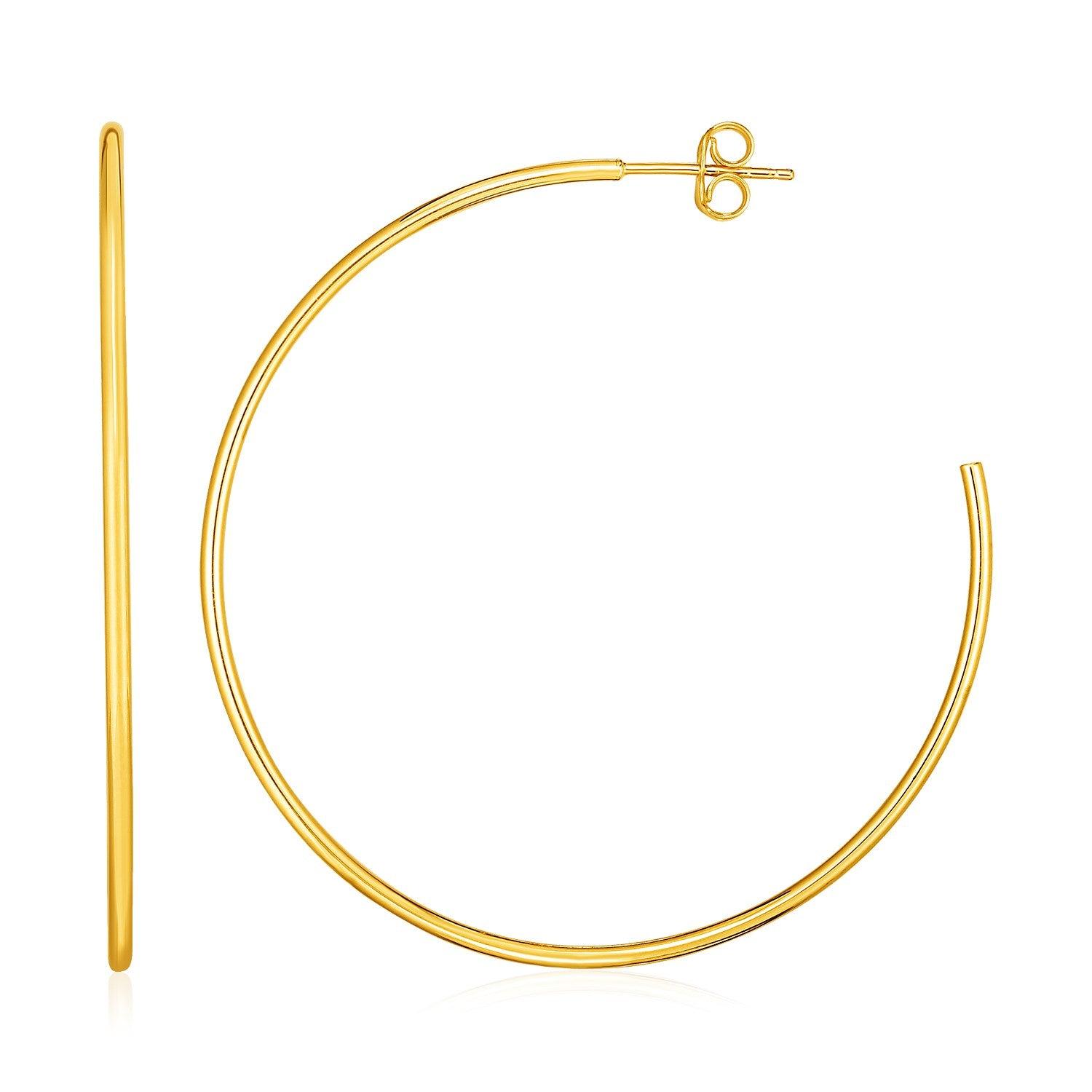 14K Yellow Gold Polished Hoop Earrings for Women - Classic Circle Dangle Earrings for Everyday Wear, Parties & Gifts