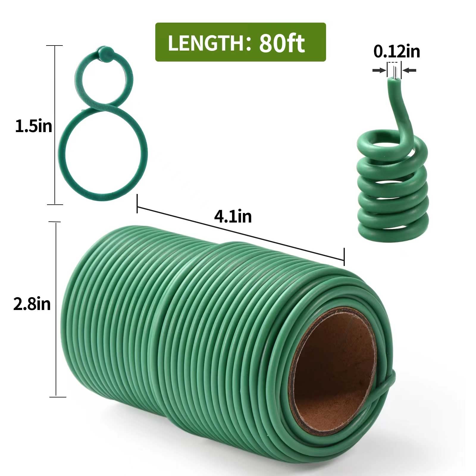 80 Feet Soft Plant Ties - Green Twist Ties with 20 PCS Clips for Gardening, Home Organization & Plant Support - 3mm Diameter - Perfect for Vine Training, Tomato Plants & DIY Home Decor
