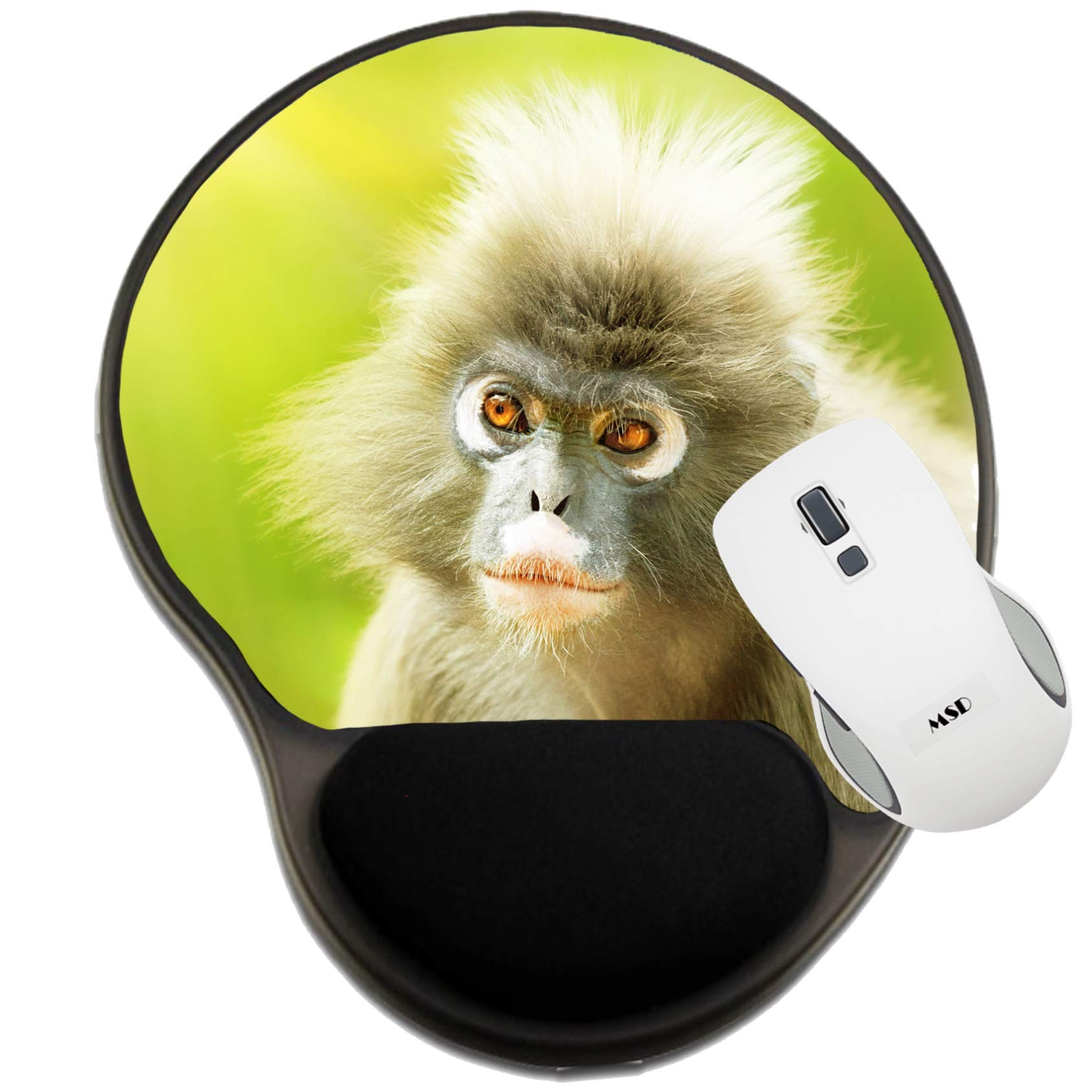 MSD Ergonomic Mouse Pad with Wrist Support - Comfortable Gaming & Office Mouse Mat Featuring Dusky Leaf Monkey Design - Perfect for Computer Work, Gaming, and Long Hours Typing