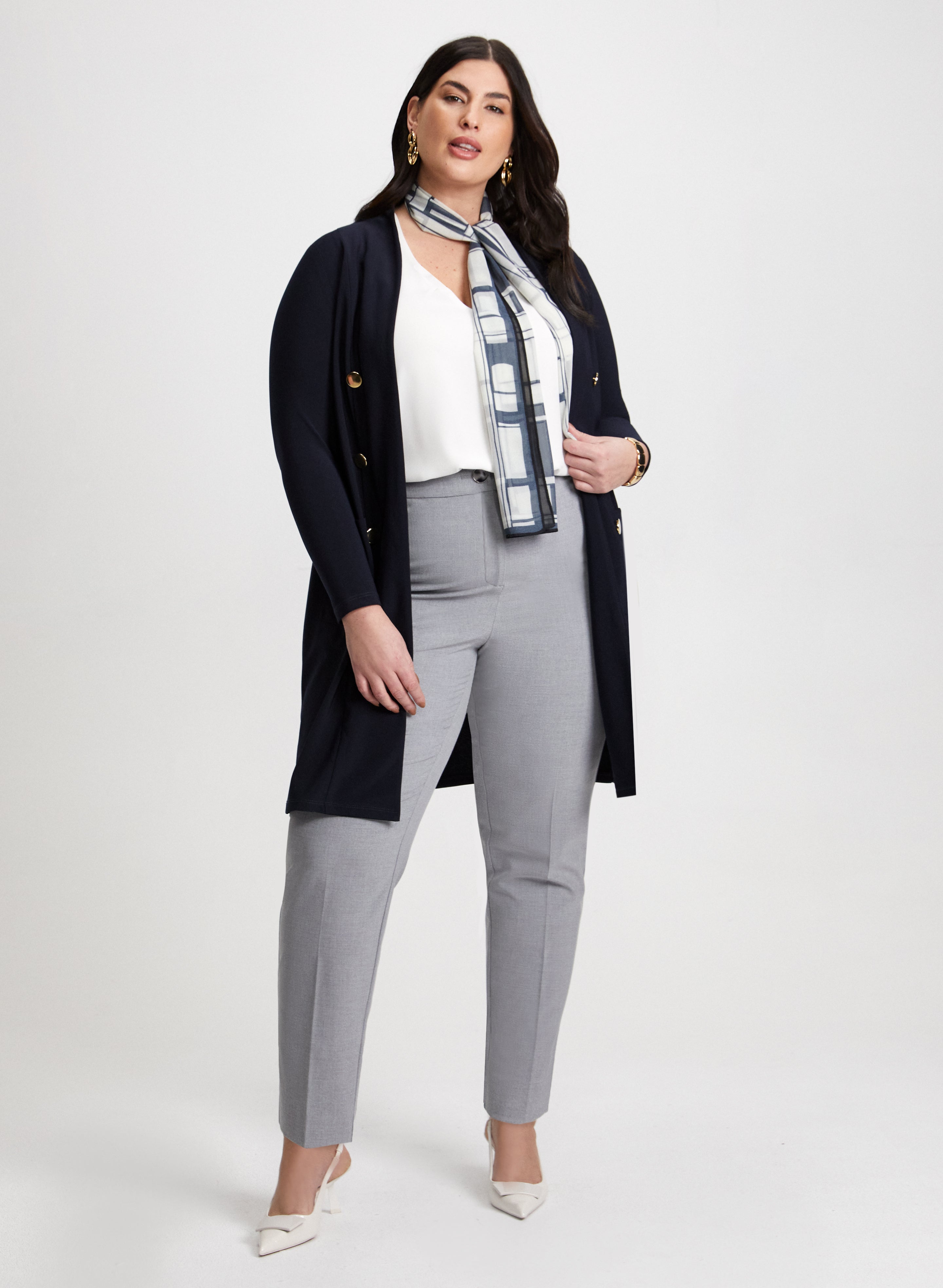 Stylish Women's Decorative Button Cardigan & Stretchy Pants Set - Cozy Fall Outfit for Work, Date Night and Casual Wear
