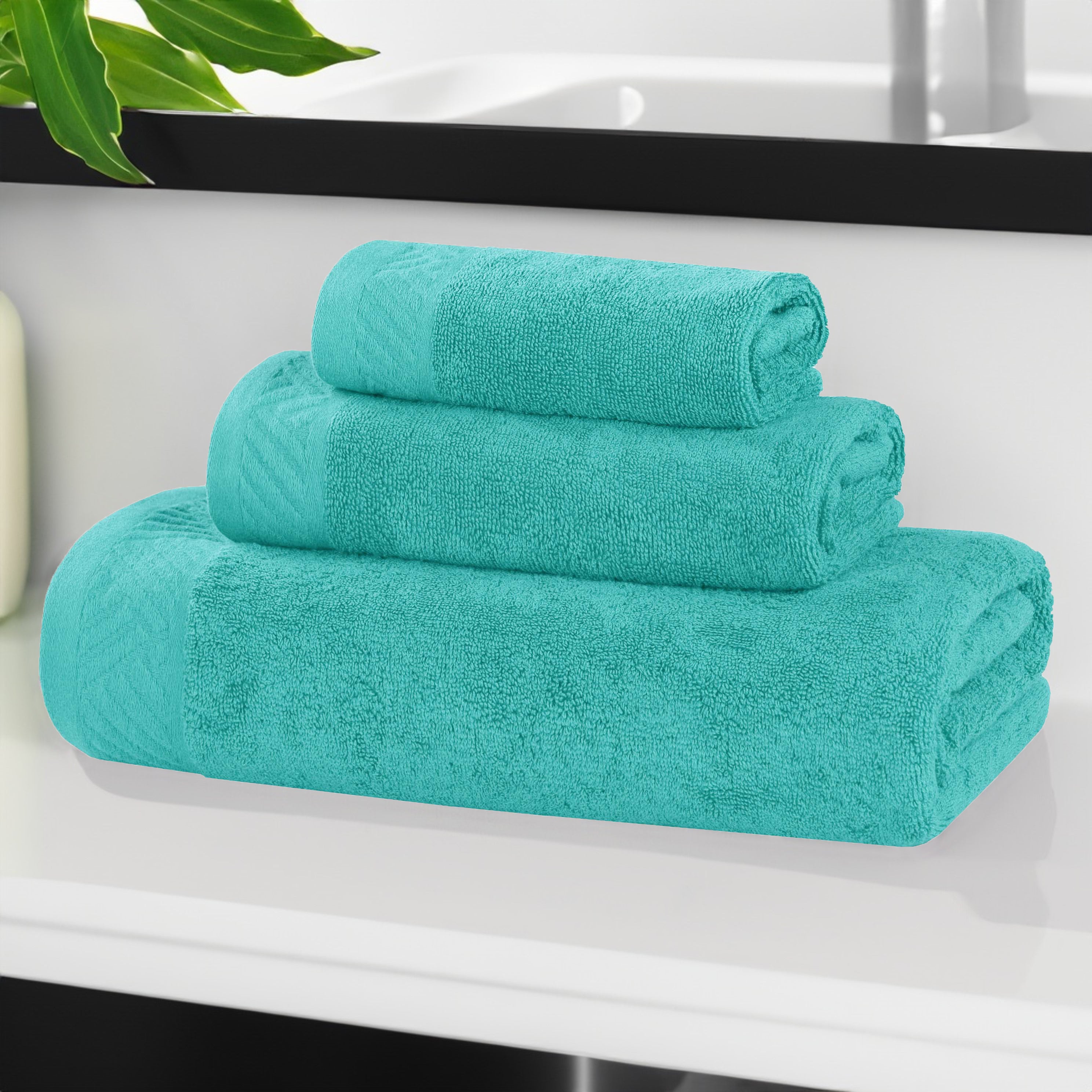 Premium Basketweave Egyptian Cotton 3-Piece Towel Set - Ultra Soft & Absorbent Bath, Beach & Gym Towels for Luxury Spa, Pool & Travel Use